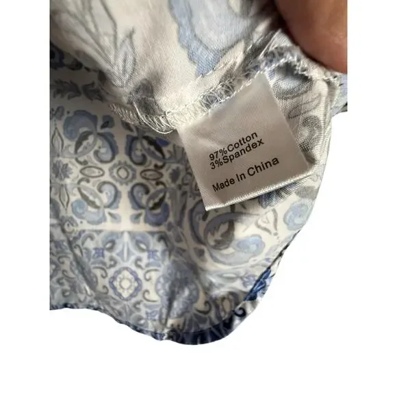 Tuckernuck Majolica Tile Print Blue White Relaxed Coastal Tunic Top Size XS - Picture 8 of 12